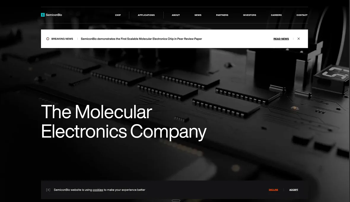 SemiconBio molecular electronics company website