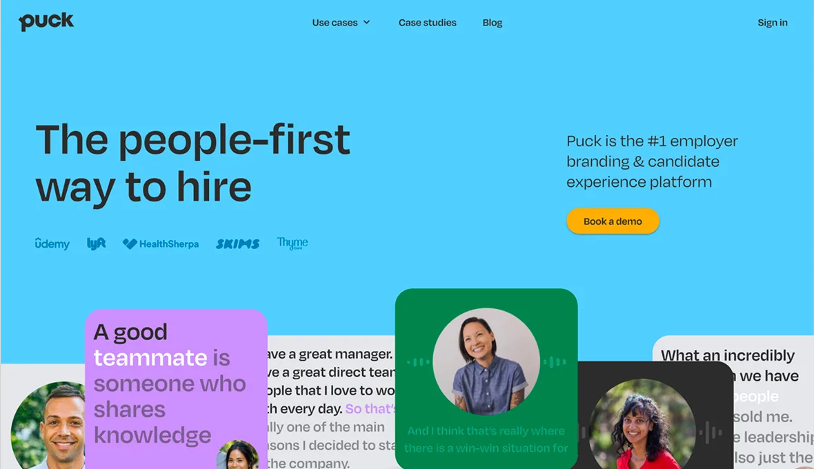 Puck people-first hiring platform website